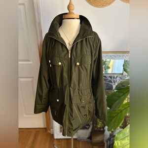 Michael Kors Olive Green Zip-Up rain Jacket Sz XL